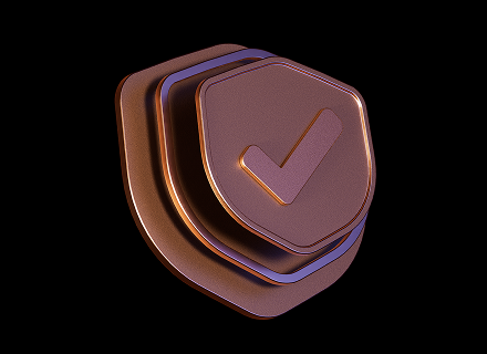 3D metallic security shield symbolizing private and secure smart contract trading